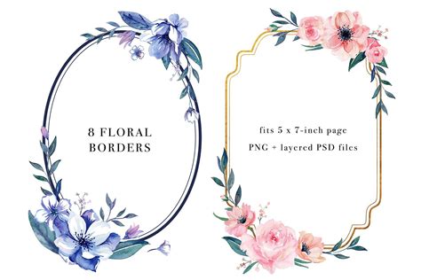 Sale- Floral Borders Design Set | Floral border design, Floral border, Floral watercolor