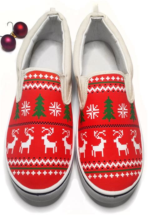 Custom Vans Ugly Christmas Sweater Canvas Shoes