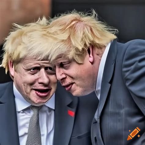 Boris johnson hugging a skeleton in political satire artwork on Craiyon