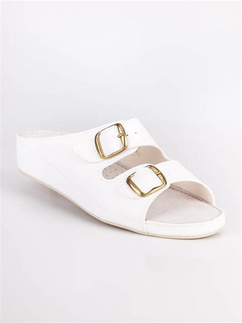 Slippers with adjustable straps White-in Slippers from Shoes on ...