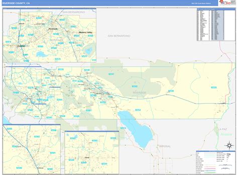 Riverside County, CA Zip Code Wall Map Basic Style by MarketMAPS - MapSales