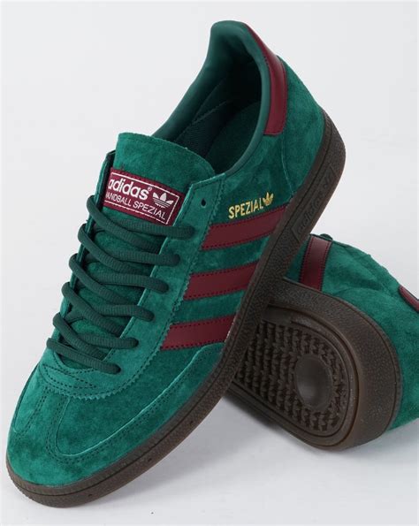 Adidas Handball Spezial Trainers Green Burgundy | 80s Casual Classics