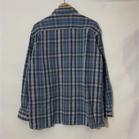 St John’s Bay Flannel Plaid Shirt - Grey, Blue &... - Depop