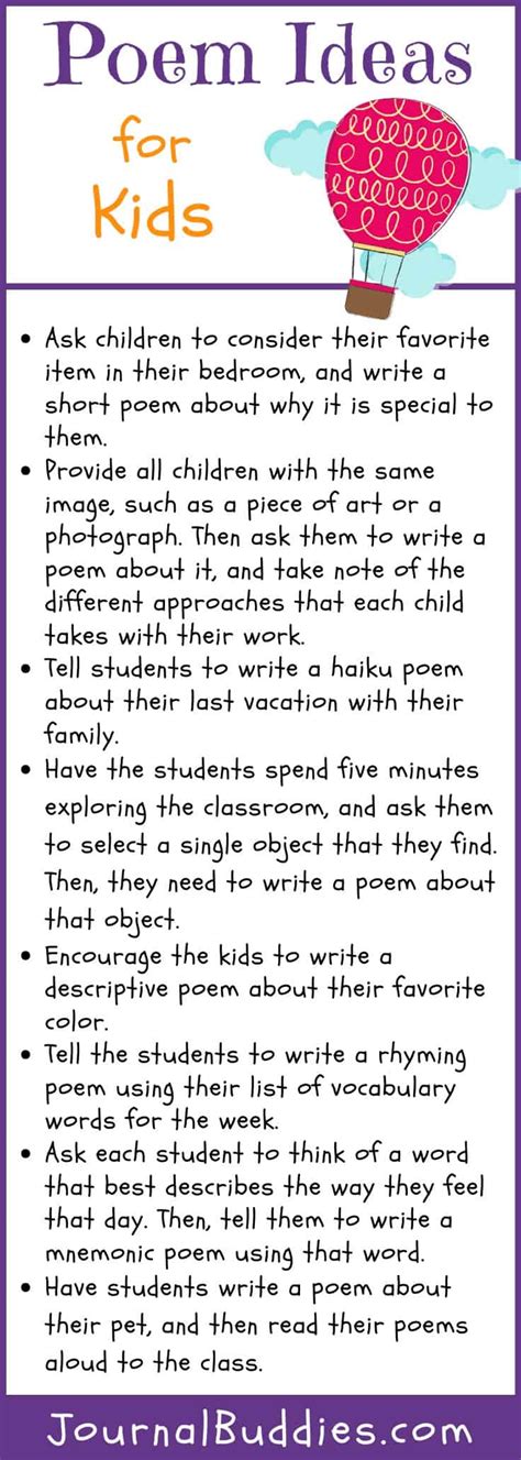 Kids Poetry Writing Prompts