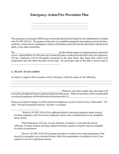 Fire Prevention Plan Template Doc