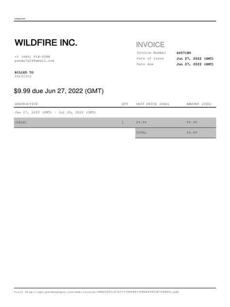 Wildfire Inc.: Invoice | PDF