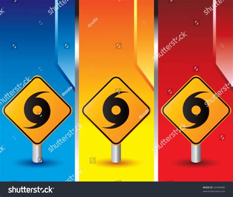 Hurricane Warning Signs On Colored Banners Stock Vector 32444485 : Shutterstock