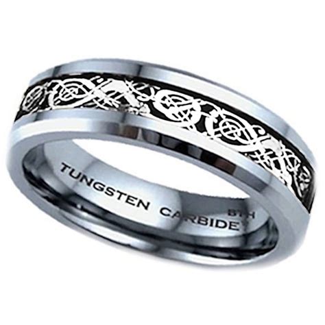 Mens Tungsten Carbide Celtic Dragon Fashion Ring 6mm Wedding Band