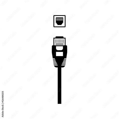 Ethernet cable and network port vector icon Stock Vector | Adobe Stock