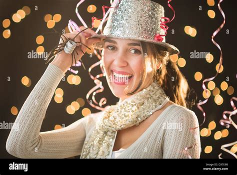 Woman celebrating New Year's Eve Stock Photo - Alamy