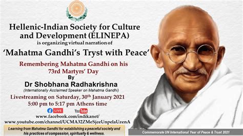 "Remembering Mahatma Gandhi's legacy on his 73rd death anniversary" Online speech by Dr ...