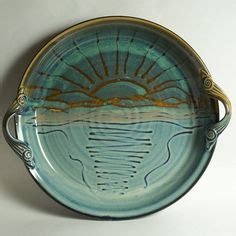 Pottery Serving Platter / Hostess Platter / Handmade Wheel-Thrown Ceramic Stoneware / Green ...