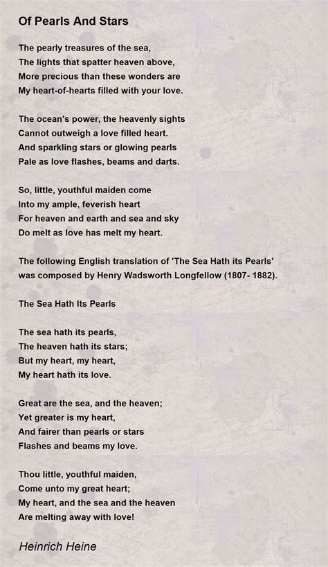 Of Pearls And Stars Poem by Heinrich Heine - Poem Hunter