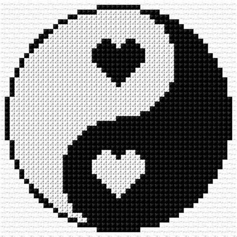 Yin Yang|14|3580|x-stitch|10 Free Patterns Online Easy Pixel Art, Pixel ...