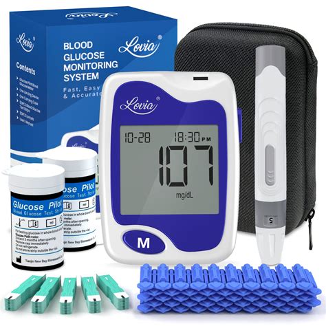 Diabetes Testing Kit - Lovia Blood Sugar Test Kit with 50 Glucometer Strips, Lancing Device ...