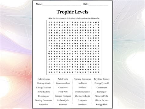 Trophic Levels Word Search Puzzle Worksheet Activity | Teaching Resources