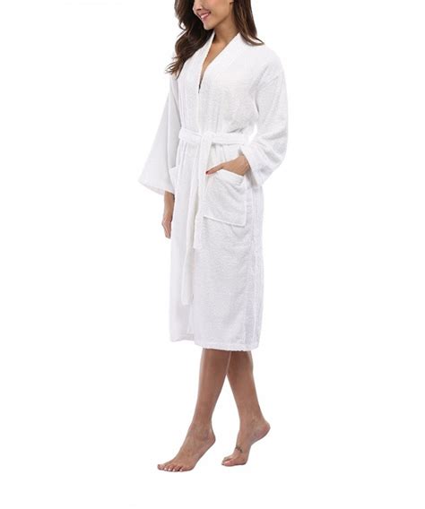 Women's Terry Cloth Robes- Lightweight 100% Terry Cotton Spa Bathrobe- Long - White - C0186U8805E