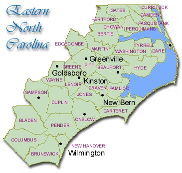 Map Of East Coast Of North Carolina - Map With Cities