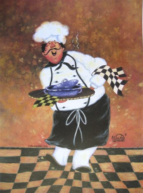 Items similar to Hug the Chef Print - Vickie Wade, fat chef, paintings, prints, black, chef art ...