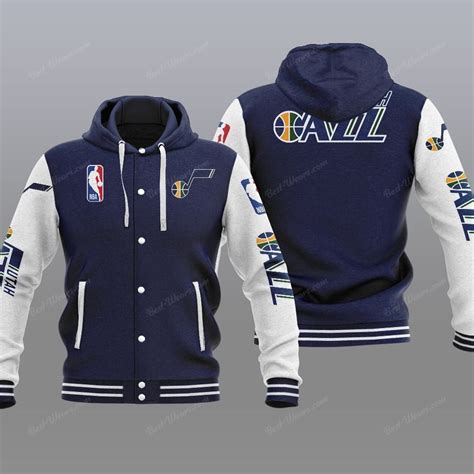 Utah Jazz 2DE2906 NBA Hooded Varsity Jacket Fleece Jacket - Meteew