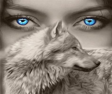 White Wolf Girl Blue Eyes 023 Modern Cross Stitch Pattern Counted Cross Stitch Chart Pdf Format ...