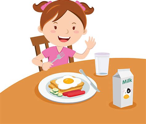 Kid Eating Breakfast Illustrations, Royalty-Free Vector Graphics & Clip Art - iStock