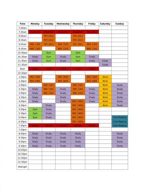 Student Schedule - 9+ Examples, Google Docs, Word, Pages, How To Make, PDF