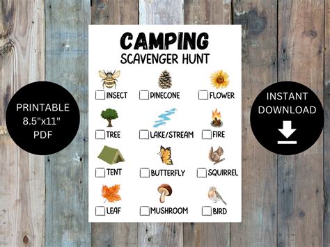 Camping Scavenger Hunt, Camping Activity, Camping Scavenger Hunt PDF ...