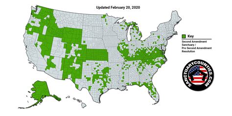 Updated Map of American Pro Second Amendment / 2A Sanctuary Counties ...