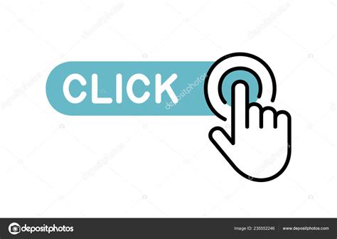 Click Here Button Hand Icon Isolated White Background Stock Vector by ...