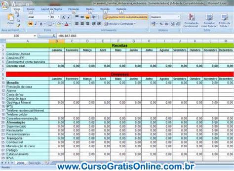 Planilha de Custos Excel Gratis - CURSOS GRATUITOS