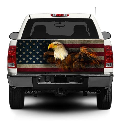 Patriotic American Flag Eagle Rear Window Decal Sticker Pick-up Truck SUV Car
