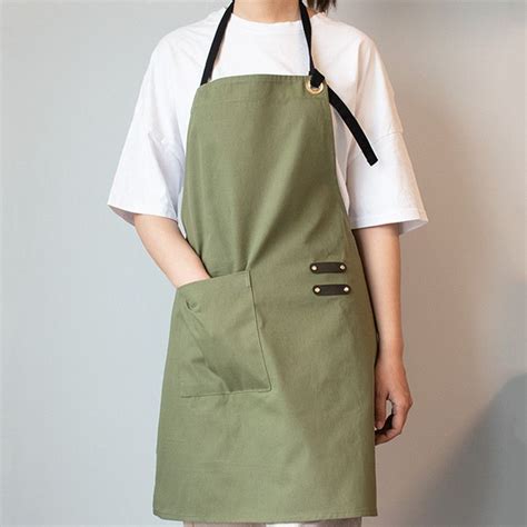 Unisex Long Solid Black, Blue, Green & Yellow Cotton Apron For : Catering Uniform of Barista ...