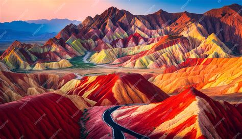 Premium Photo | Zhangye Danxia Geopark China wallpaper image Ai generated art