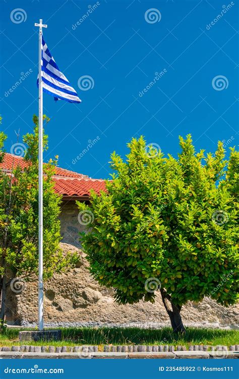 Flag of Greece stock photo. Image of banner, white, flag - 235485922
