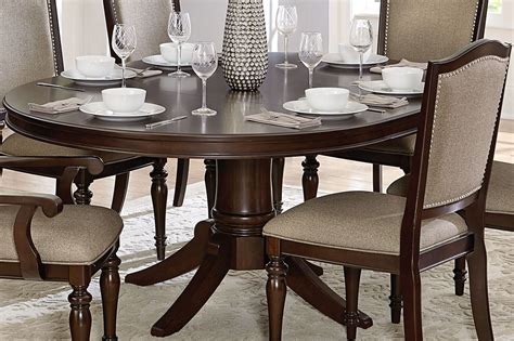 Marston Brown Pedestal Oval Extendable Dining Table from Homelegance | Coleman Furniture