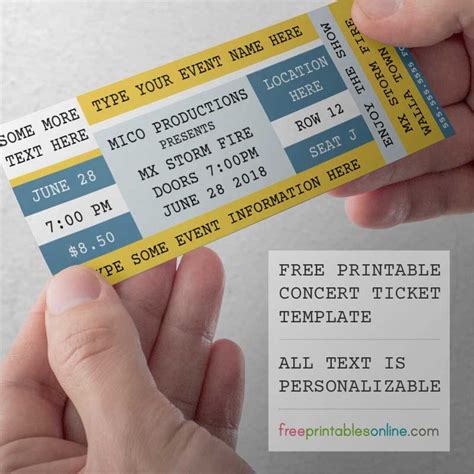 Free Printable Concert Tickets - Free Printables Online | Concert ticket template, Ticket ...