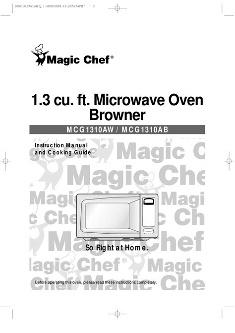 MAGIC CHEF MCG1310AW USE AND CARE INSTRUCTION MANUAL AND COOKING MANUAL Pdf Download | ManualsLib