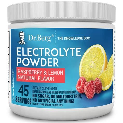 Dr. Berg's Potassium Electrolyte Supplements, Raspberry Lemon, 45 ...