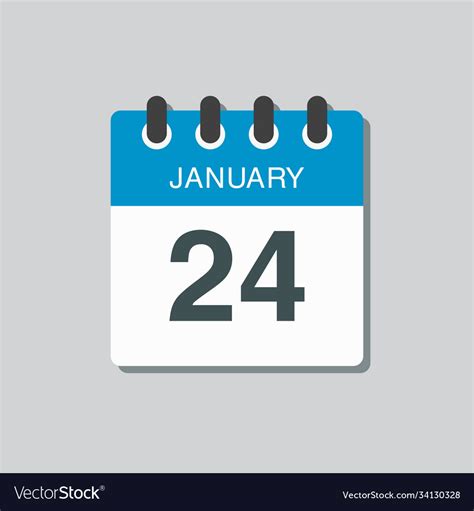 Icon day date 24 january template calendar page Vector Image