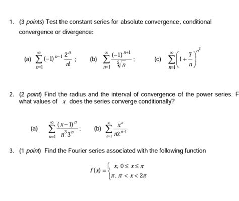 Solved Test the constant series for absolute convergence, | Chegg.com