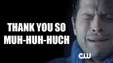 Crying GIF - Thanks ThankYou ThankYouSoMuch - Discover & Share GIFs Supernatural Gifs, Castiel ...