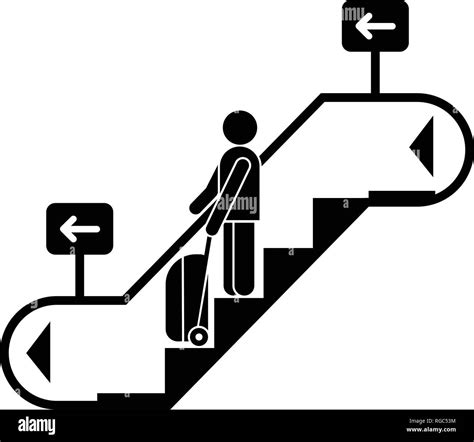 Man bag travel escalator down icon, simple style Stock Vector Image ...