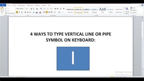 How to type vertical line or pipe symbol on keyboard/Word - Shortcuts ...