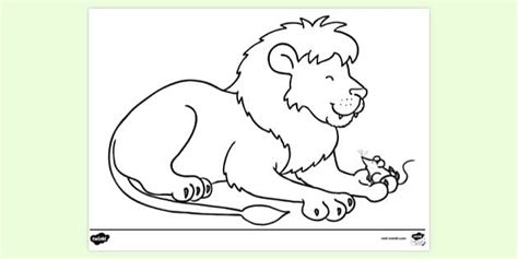 FREE! - Lion with Mouse in Paw Colouring Sheet - Aesop for Kids