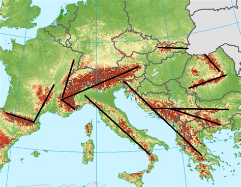 European Mountain Ranges Map : r/geography