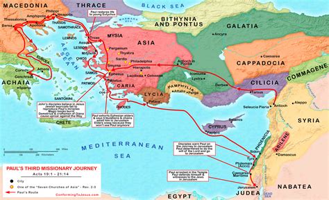 Paul's Third Missionary Journey Map - Third Mission Itinerary