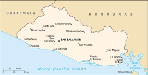 El Salvador map. Terrain, area and outline maps of El Salvador ...