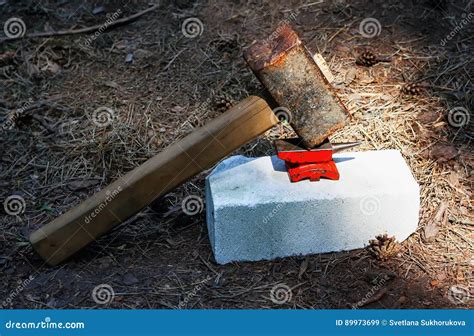 Toy Small Anvil and Huge Rusty Hammer Stock Image - Image of brown, craftsmanship: 89973699