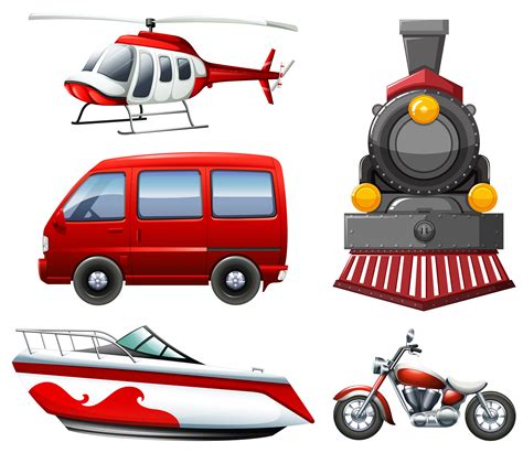 Different types of transportation in red 301204 Vector Art at Vecteezy